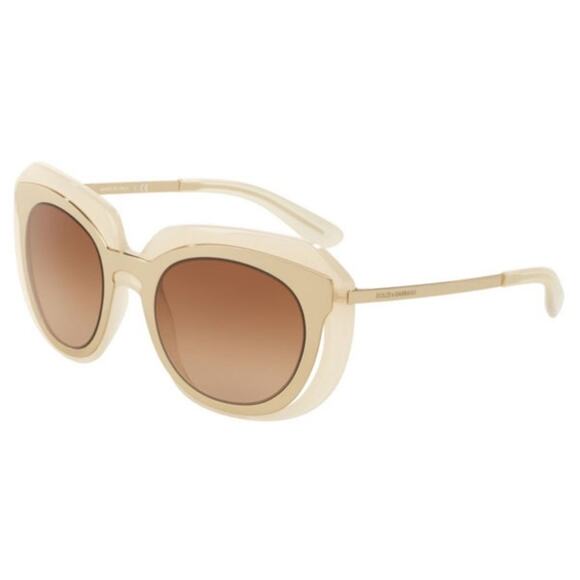 Dolce & Gabbana D&G DG 6104 3043/13 Pale Gold-Opal Ice-Brown Gradient Sunglasses - Picture 1 of 16